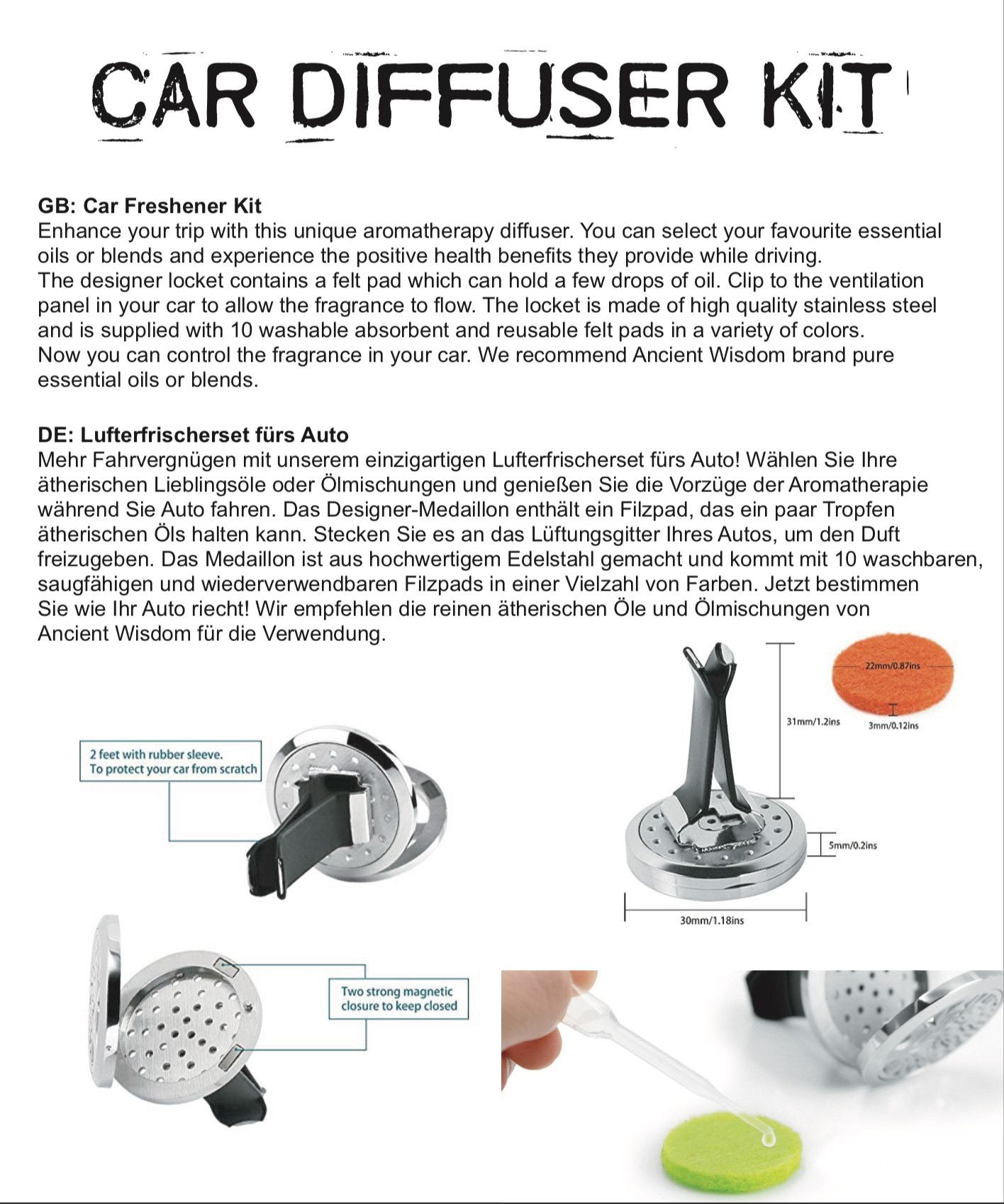 Kit difusor para coche - Árbol de la vida - 30mm