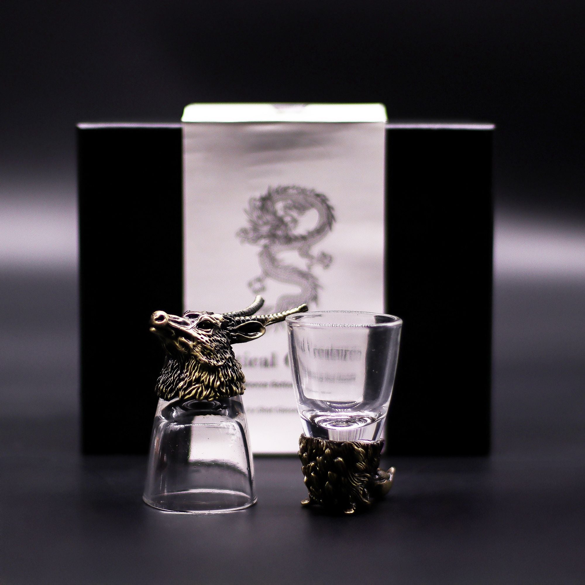 Conjunto regalo de 6 vasos de chupito (50 ml) - Criaturas Salvajes del Bosque - Bronce antiguo