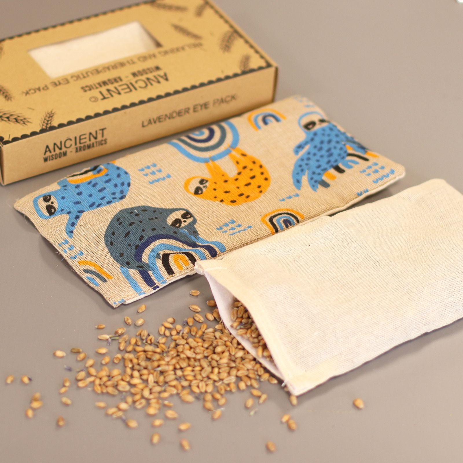 Almohada para los ojos de algodón natural lavanda y juco en caja de regalo - Pereza Perezosa