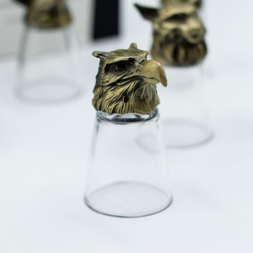 Conjunto de regalo de 12 vasos de chupito Bottom Up (25ml) - Bosque y Criaturas Místicas - Bronce Antiguo