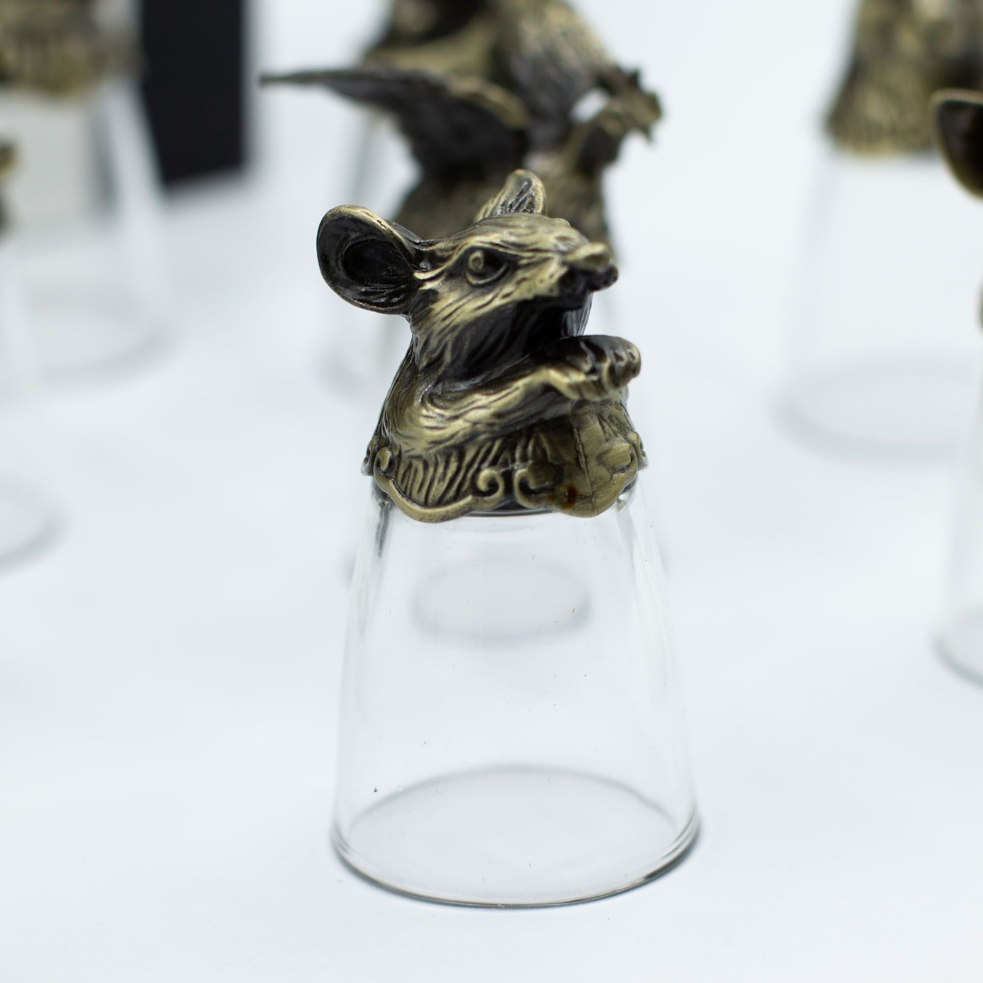 Vasos de chupito Bottom Up (25ml) - Bosque y Criaturas Místicas - Bronce Antiguo