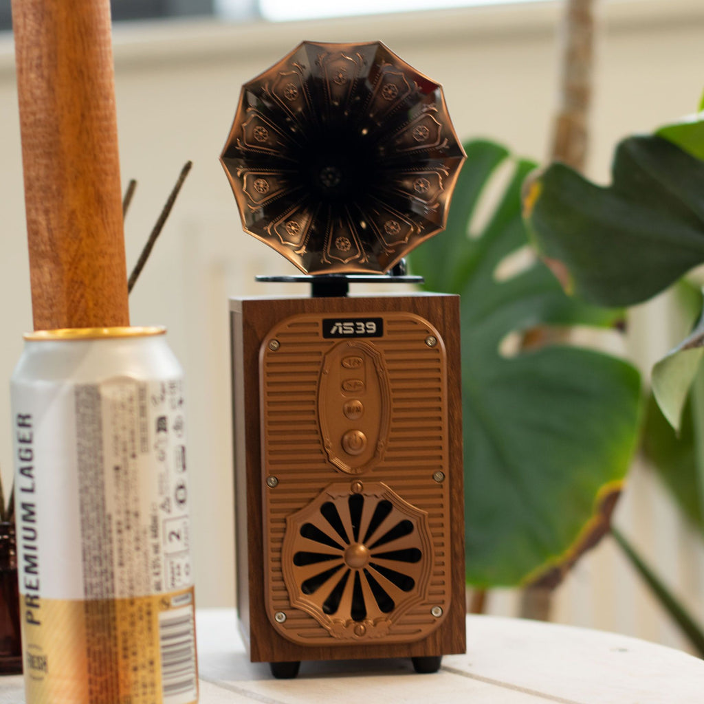 Altavoz retro de gramófono alto (Extra Alto) - Bluetooth - 8 vatios