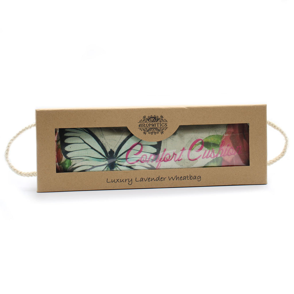 Bolsa de trigo en caja de regalo - mariposa y rosas