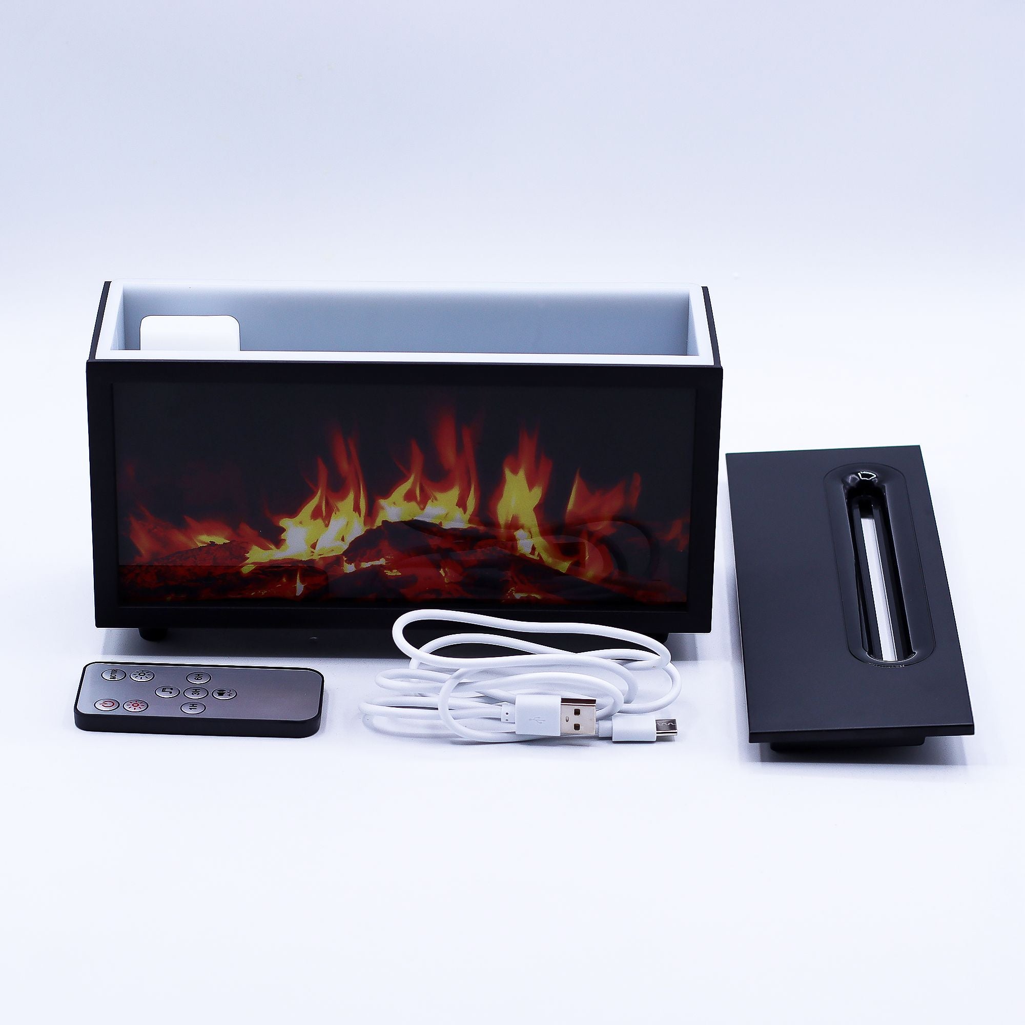 Difusor de aroma con efecto de llama y sonido de aves - USB negro - Cambio de color