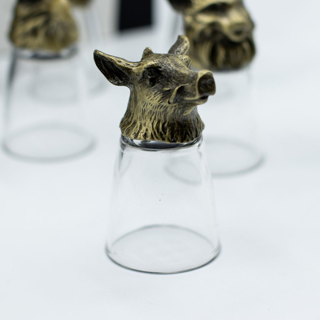 Conjunto de regalo de 12 vasos de chupito Bottom Up (25ml) - Bosque y Criaturas Místicas - Bronce Antiguo