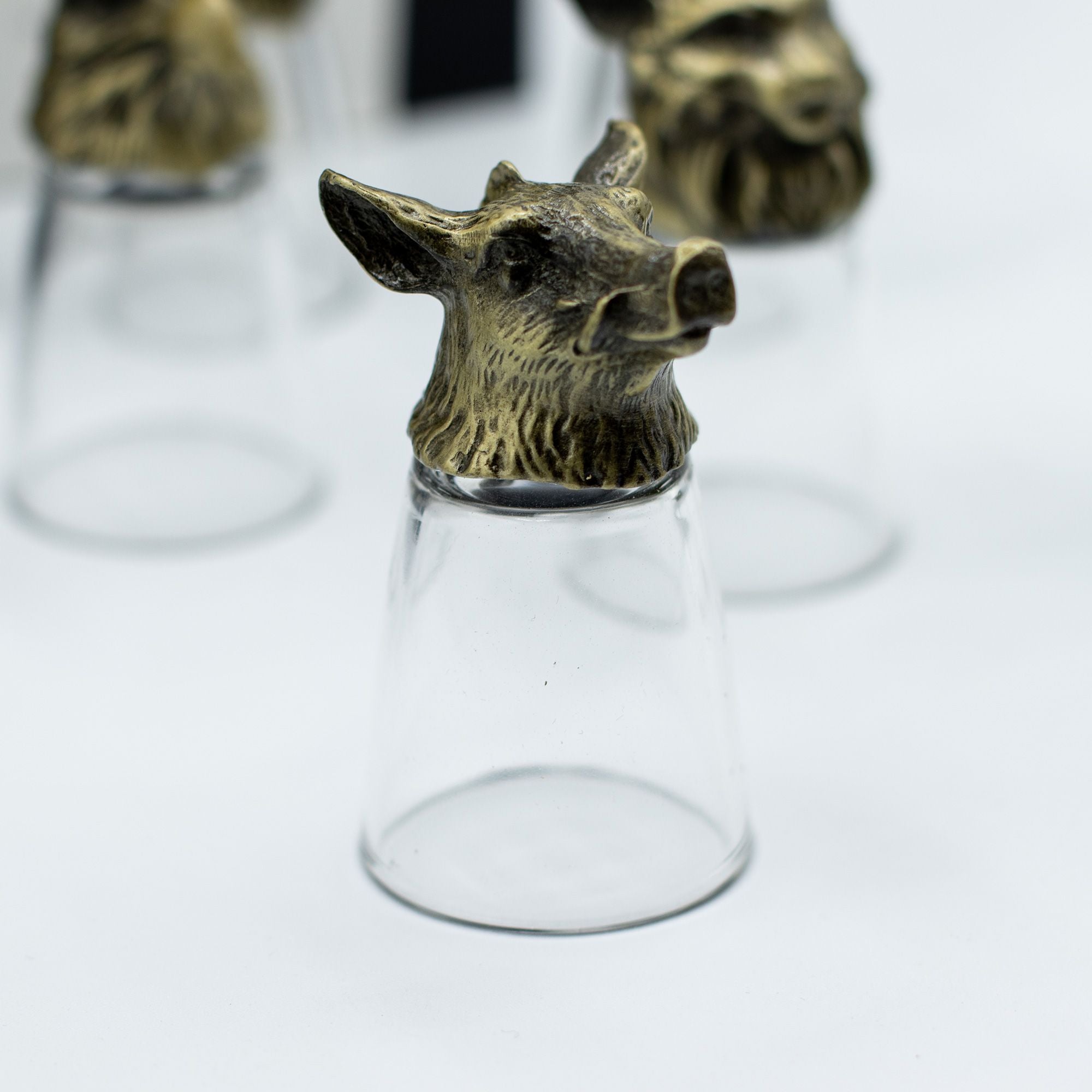 Conjunto de regalo de 12 vasos de chupito Bottom Up (25ml) - Bosque y Criaturas Místicas - Bronce Antiguo