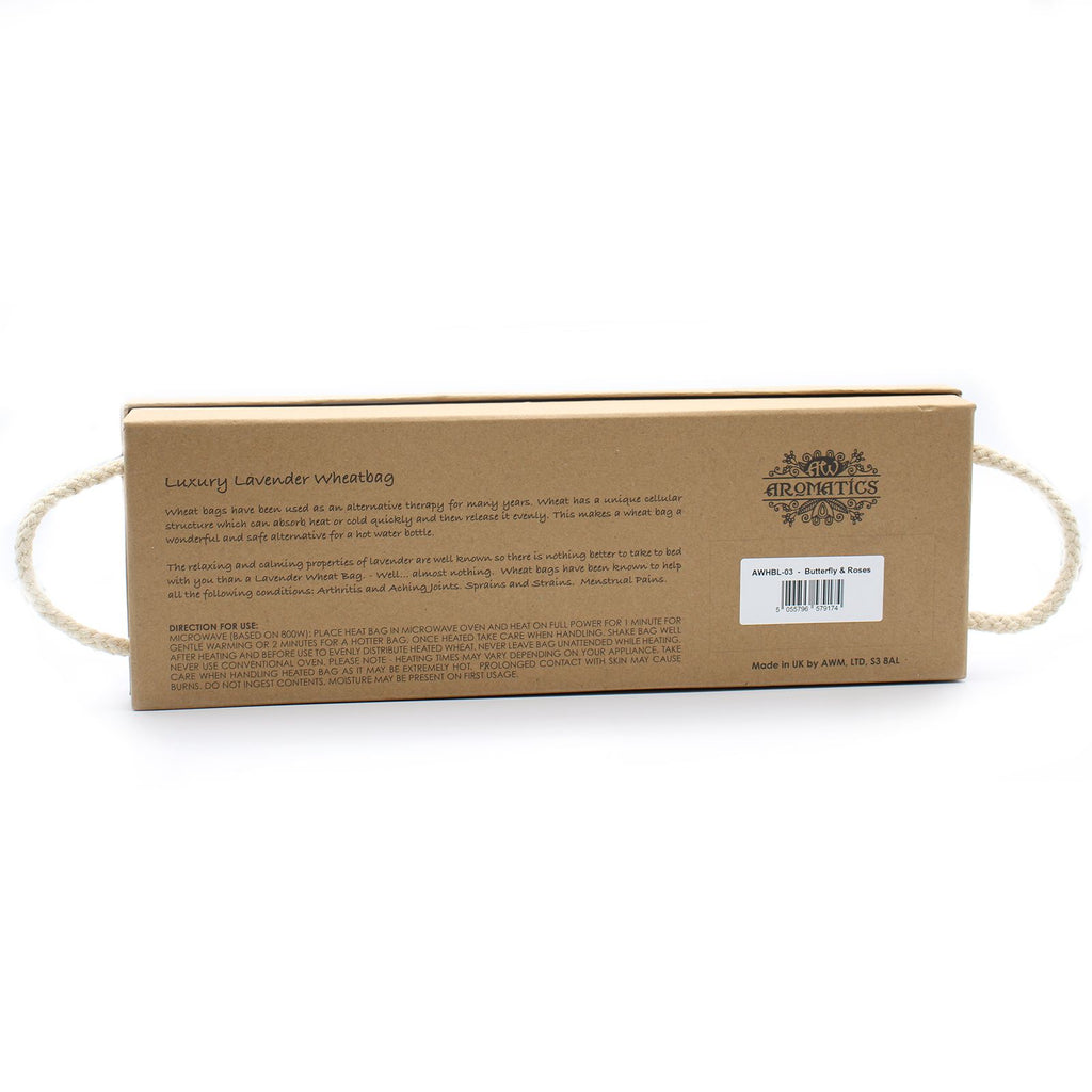 Bolsa de trigo en caja de regalo - mariposa y rosas