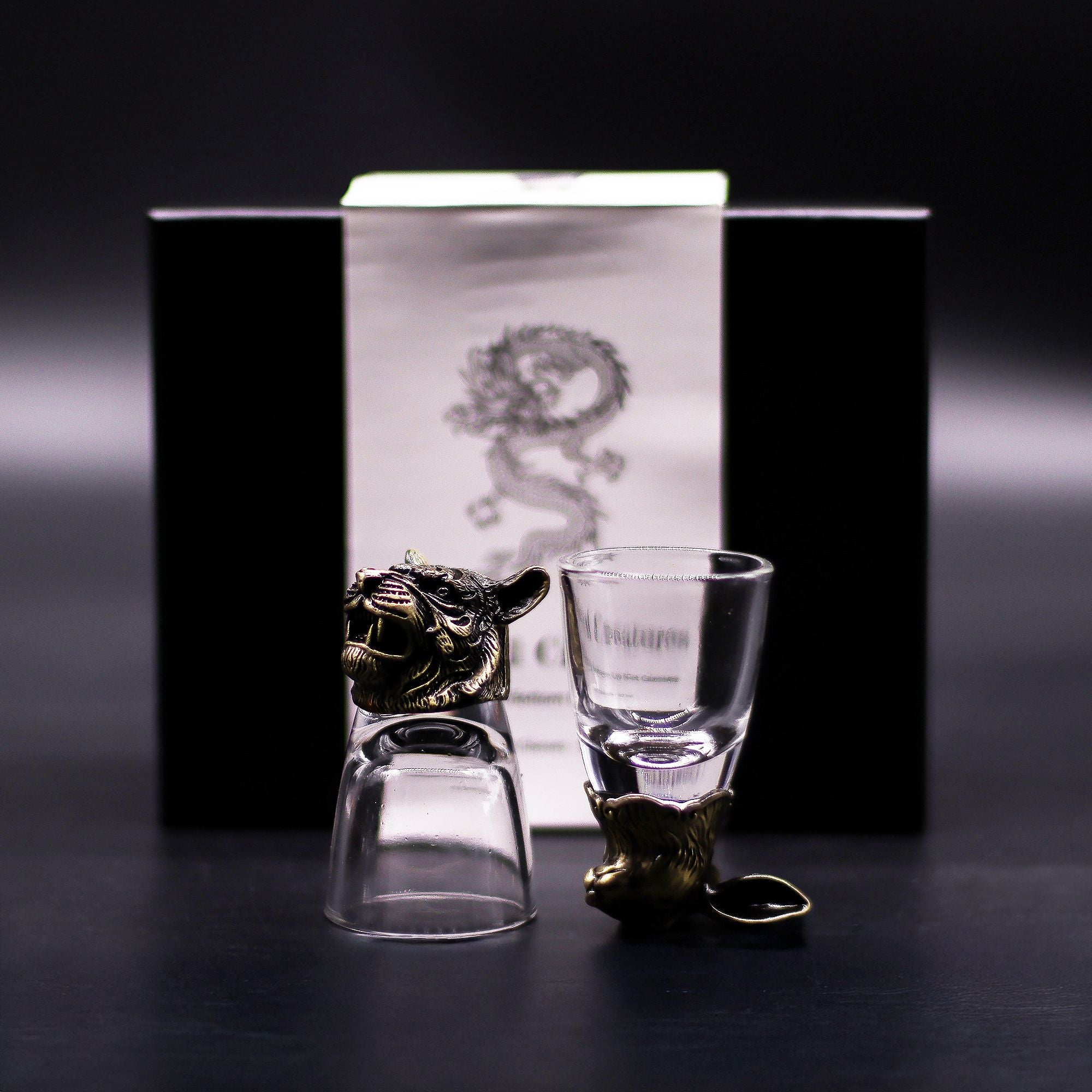 Set de regalo de 6 vasos de chupito (50 ml) - Criaturas Salvajes del Bosque - Bronce antiguo