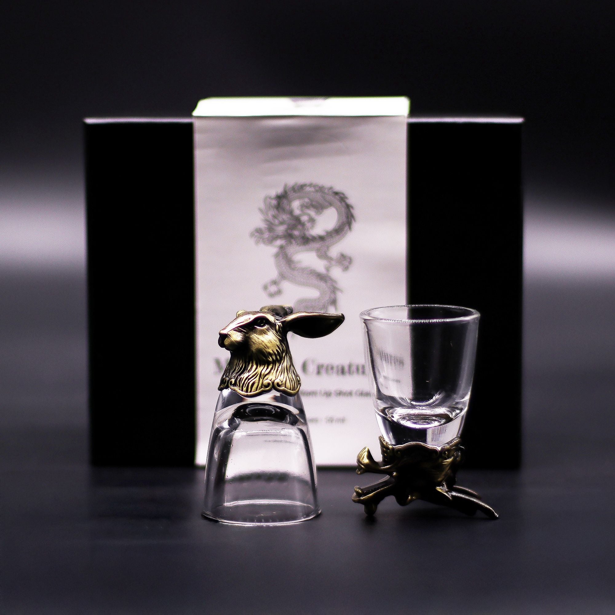 Set de regalo de 6 vasos de chupito (50 ml) - Criaturas Salvajes del Bosque - Bronce antiguo