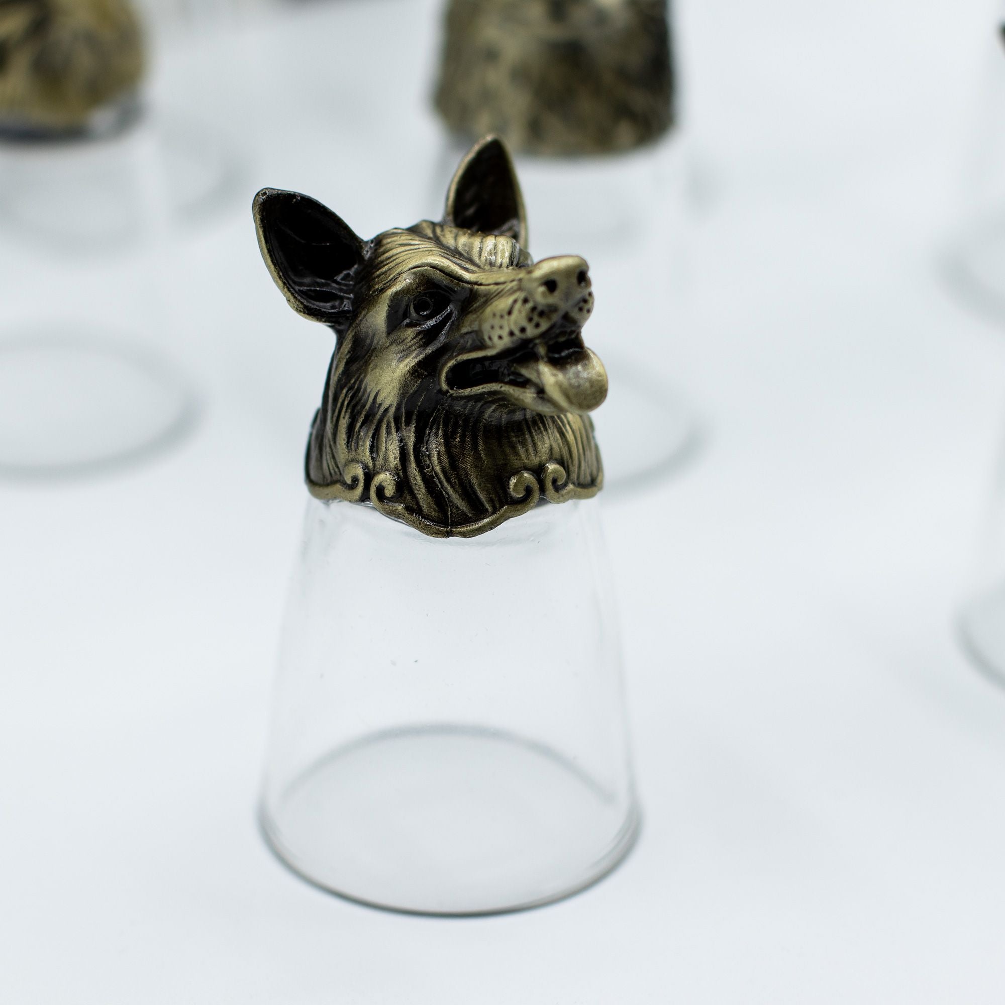 Conjunto de regalo de 12 vasos de chupito Bottom Up (25ml) - Bosque y Criaturas Místicas - Bronce Antiguo
