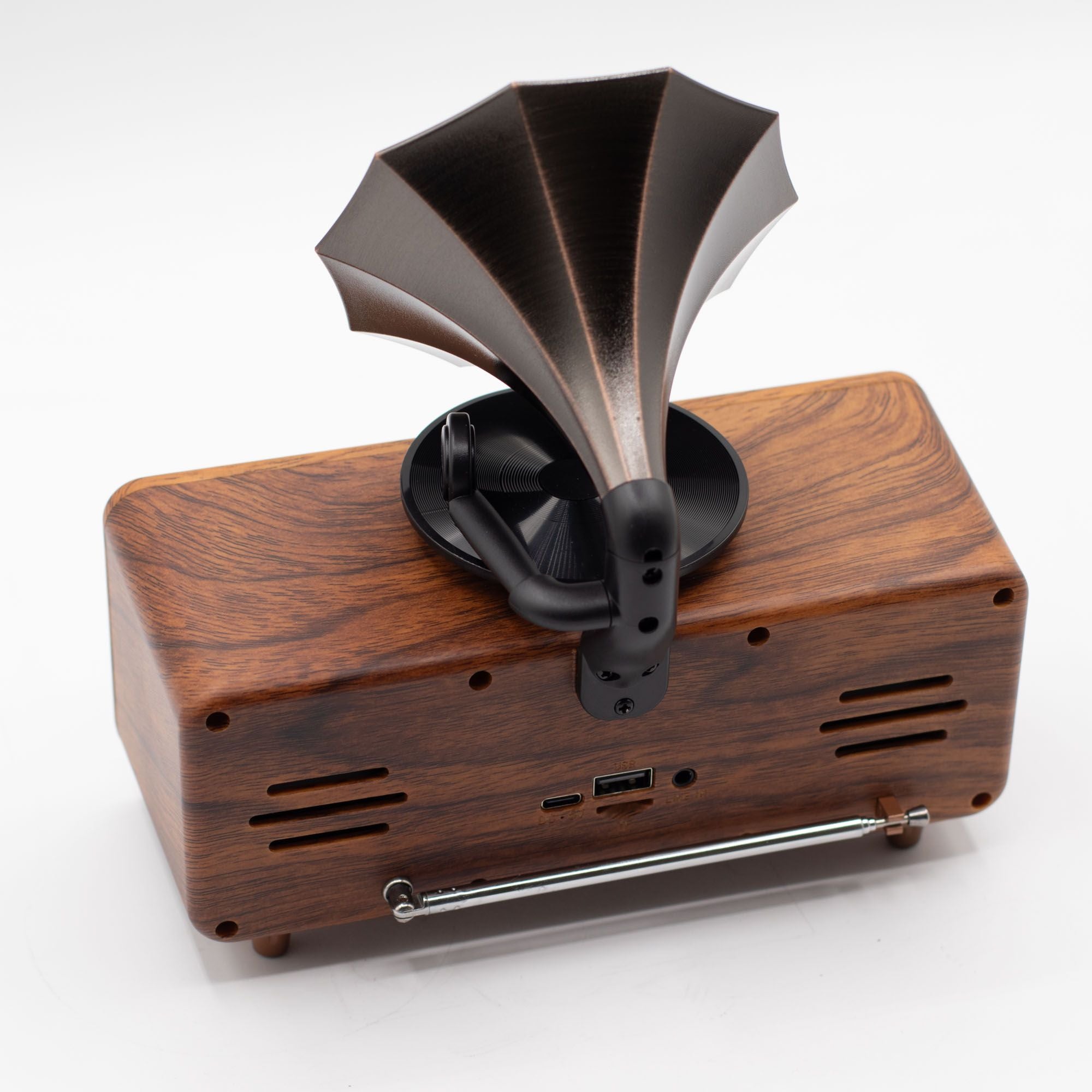 Altavoz de gramófono doble mini retro - Bluetooth - 5,4 vatios x 2