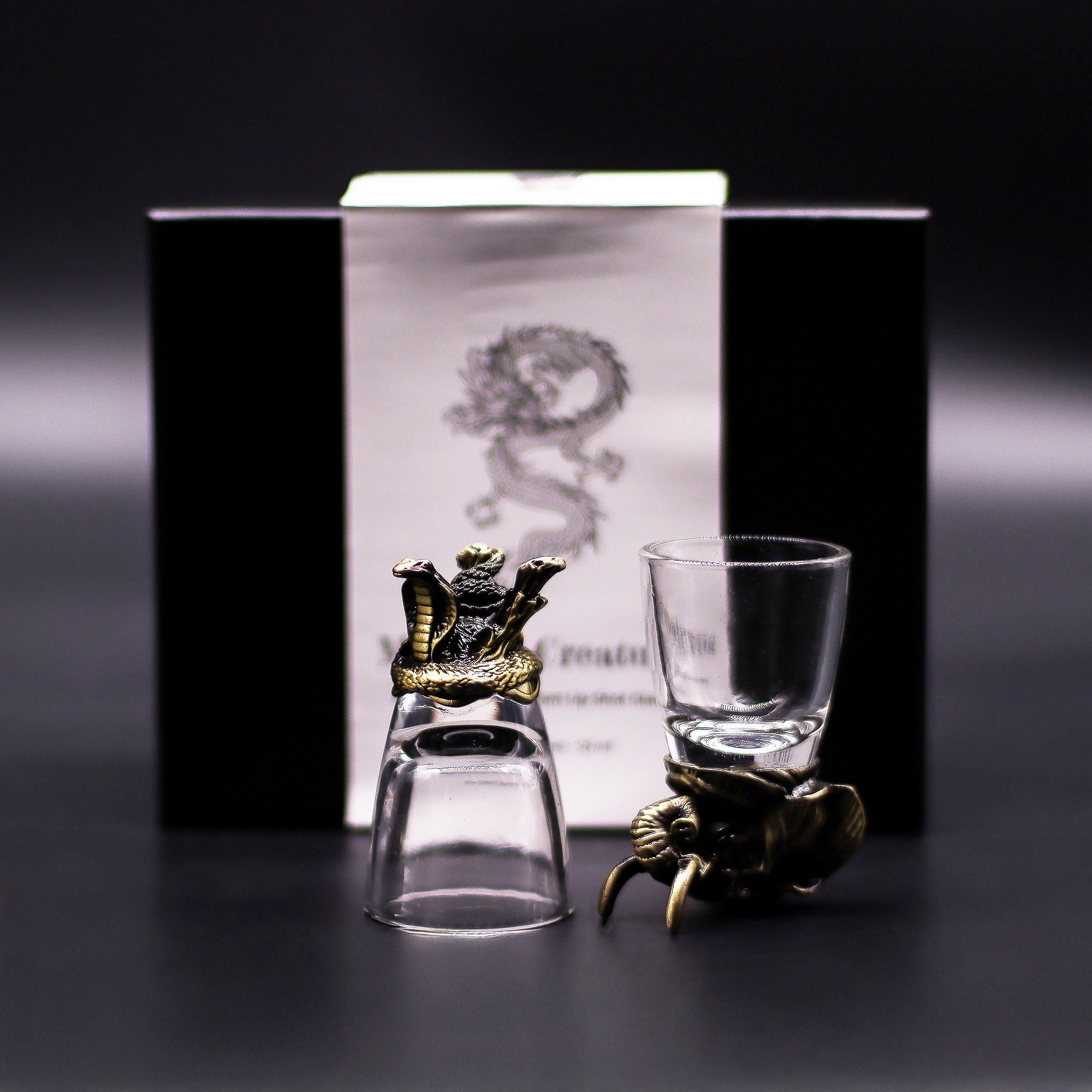 Set de regalo de 6 vasos de chupito (50 ml) - Criaturas Salvajes del Bosque - Bronce antiguo
