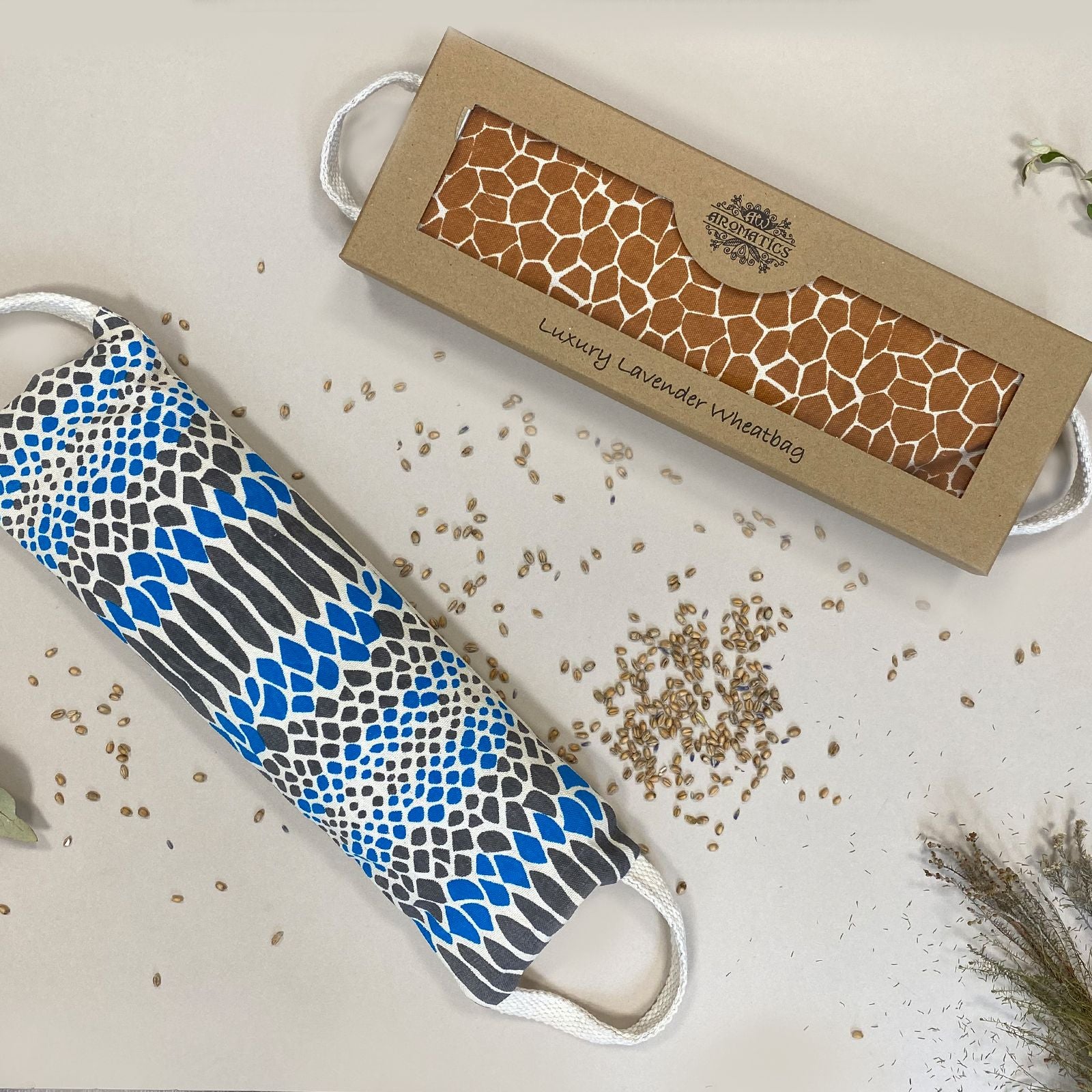 Bolsa de Trigo de Lavanda en Caja de Regalo - Víbora Azul