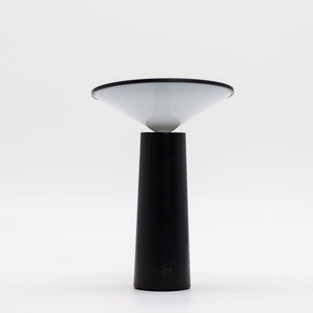 Lámpara táctil - Champiñón negro ajustable - luz con patrón USB (C) - Recargable (2000 vatios)