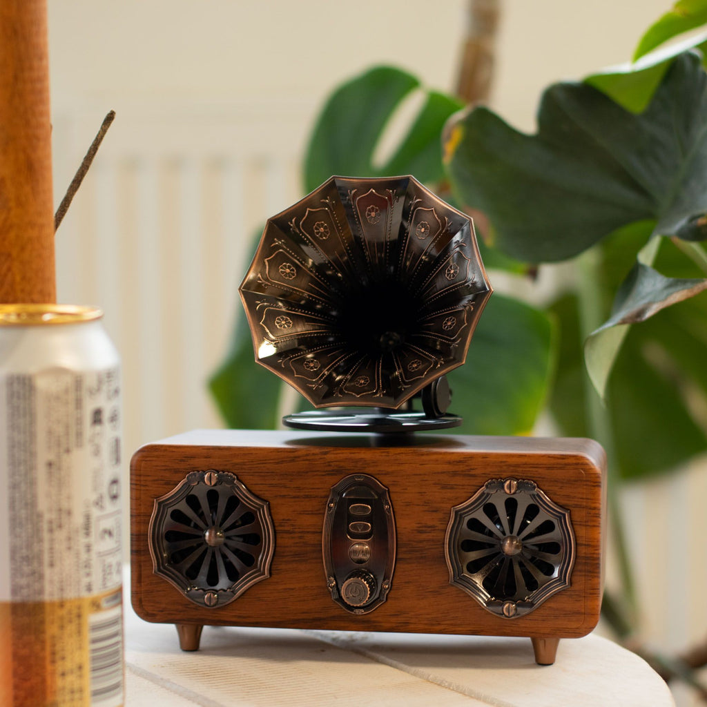 Altavoz de gramófono doble mini retro - Bluetooth - 5,4 vatios x 2