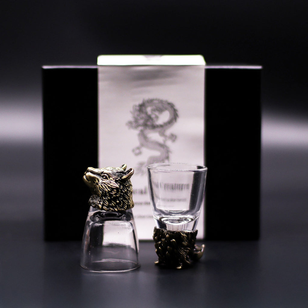 Conjunto regalo de 6 vasos de chupito (50 ml) - Criaturas Salvajes del Bosque - Bronce antiguo