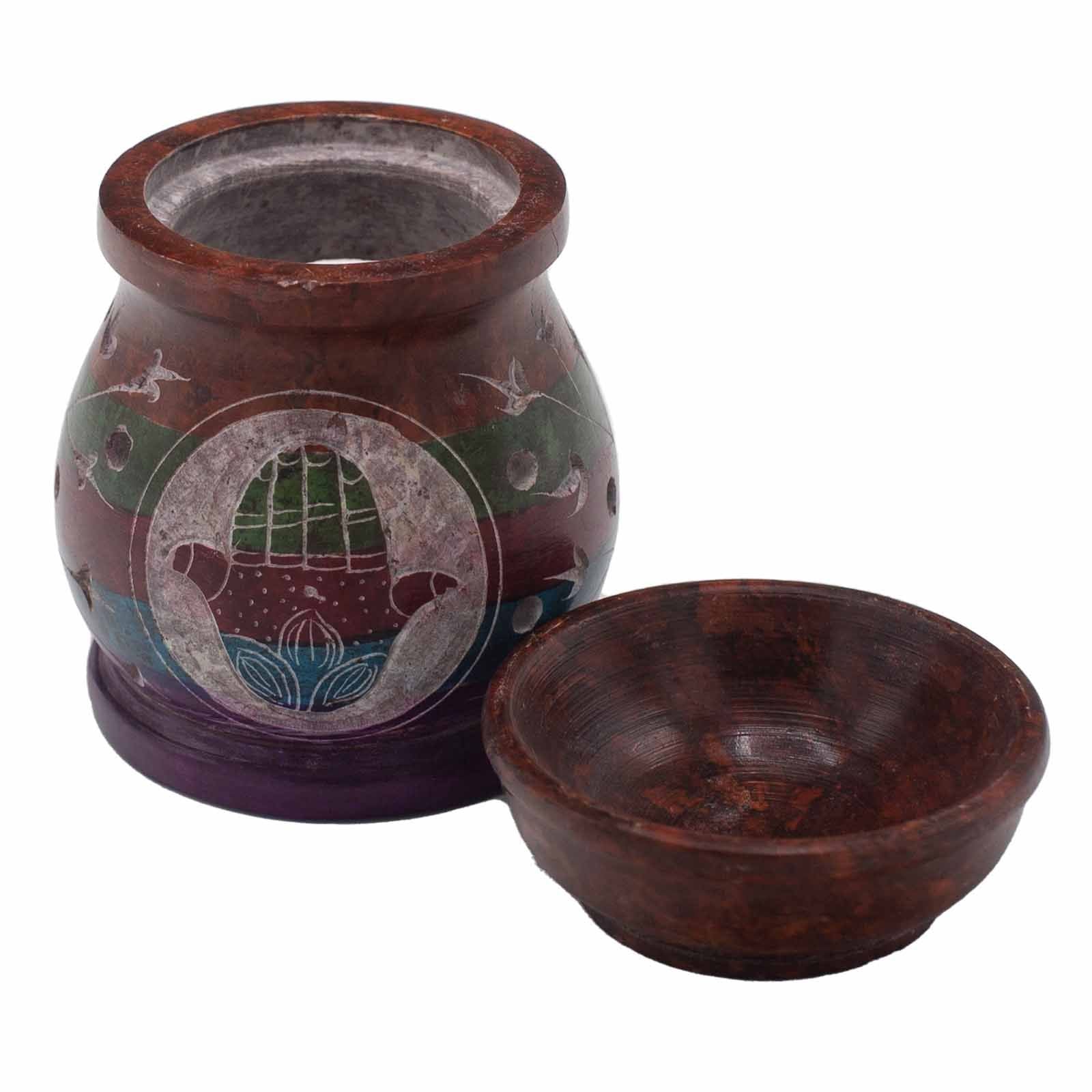 Quemador de Aceite de Esteatita 10cm - Hamsa - Cinco Colores